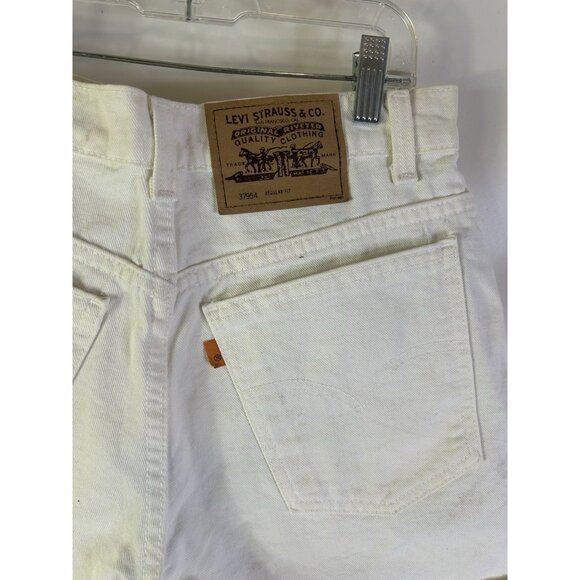 Vintage 90s Levis 37954 Regular Fit High Rise Cuffed Shorts White Orange Tab 11 - Picture 5 of 7